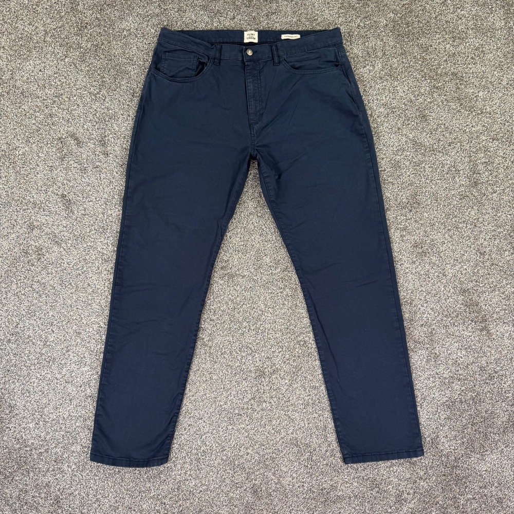 Flint and Tinder 365 Pants Mens 36x32 Navy Blue Tapered Fit Chino Trousers